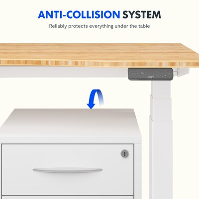FlexiSpot E7COMMERCIAL 48''W Electric Rectangular Adjustable Bamboo Standing Desk, Bamboo/White (E7WCOMCR4824LBZB)