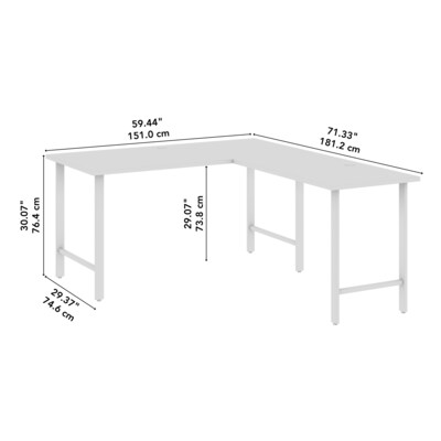 Bush Business Furniture Hustle 60"W L Shaped Computer Desk with Metal Legs, Platinum Gray (HUS003PG)