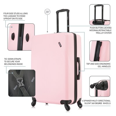 DUKAP Discovery 28" Hardside Suitcase, 4-Wheeled Spinner, TSA Checkpoint Friendly, Pink (DKDIS00L-PNK)