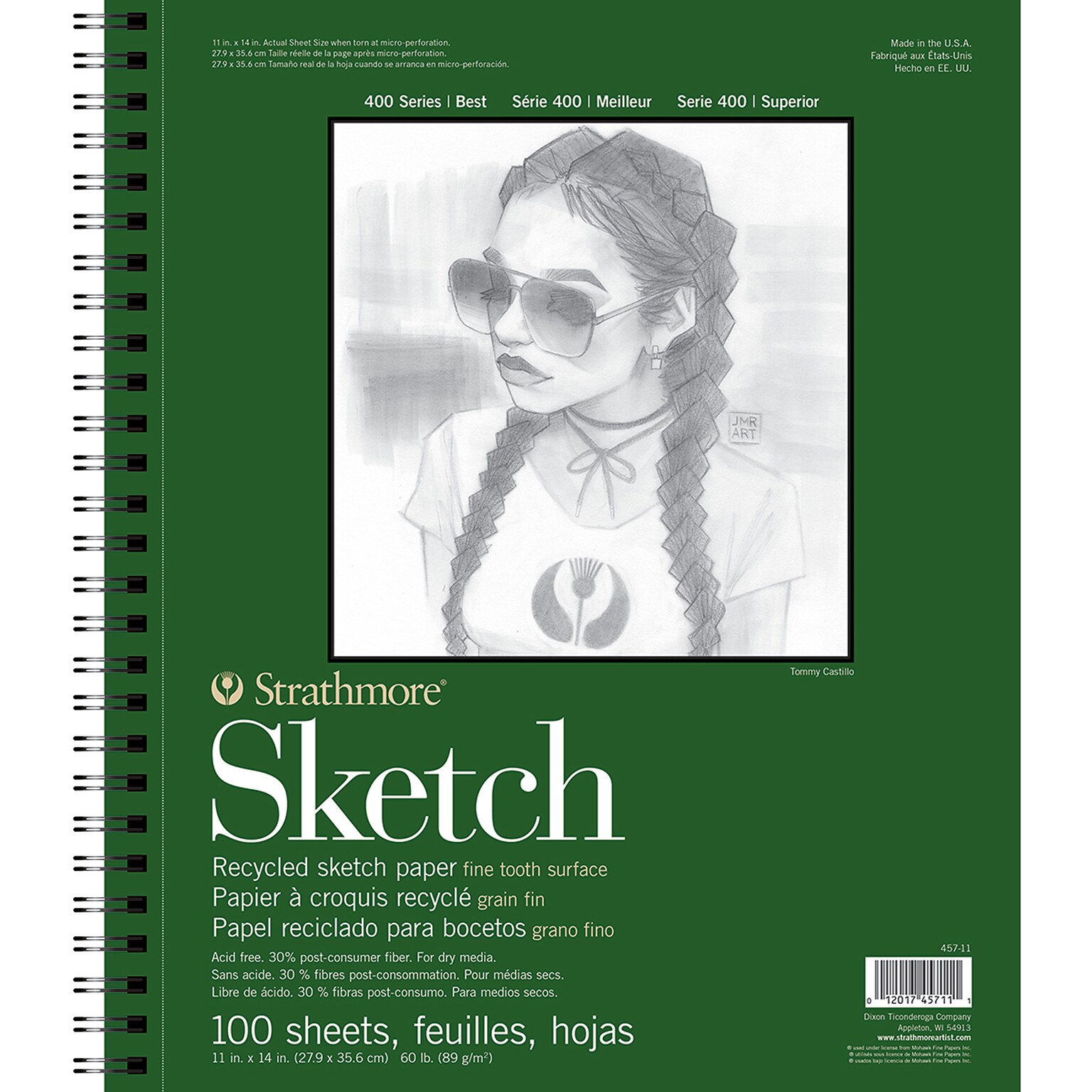 Strathmore 400 Series 11 x 14 Wire Bound Sketch Pad, 100 Sheets/Pad (STTP4571103)