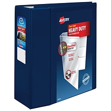 Avery Heavy Duty 5 3-Ring View Binders, D-Ring, Navy Blue (79806)