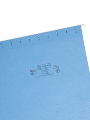 Smead Hanging File Folders, 1/5-Cut Tab, Letter Size, Blue, 25/Box (64060)