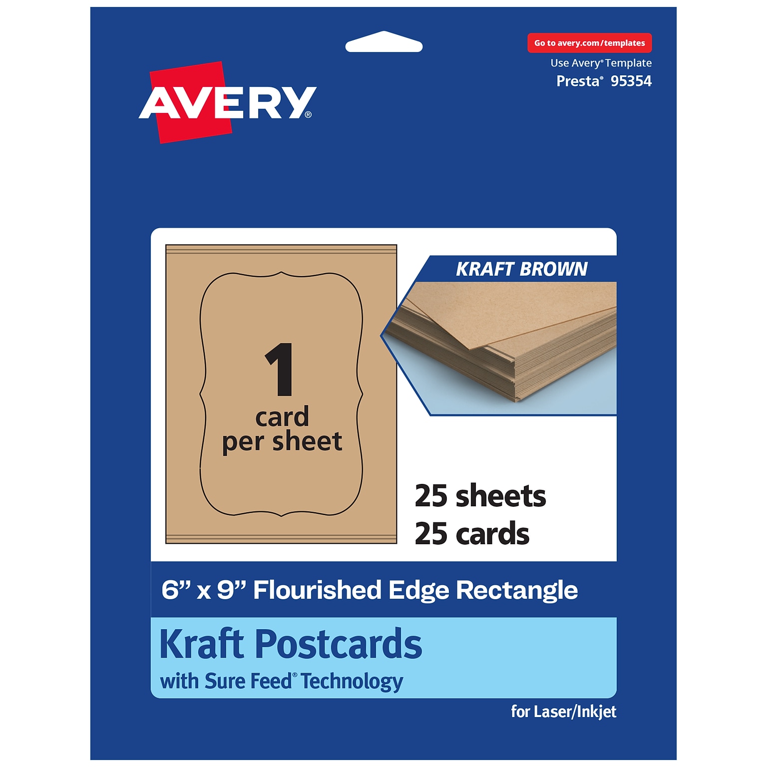 Avery Matte General Use Blank Cards, Kraft Brown, 25/Pack (95354)