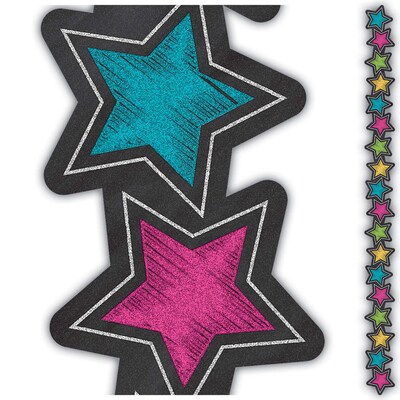Teacher Created Resources Chalkboard Brights Stars Die-Cut Border Trim, 35 ft., 6 Packs (TCR3569-6)