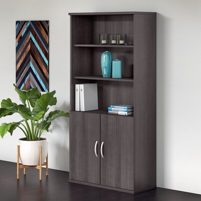 Bush Business Furniture Studio C 72.8"H 5-Shelf Bookcase with Adjustable Shelves, Storm Gray Laminated Wood (STC015SG)