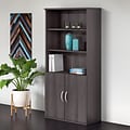 Bush Business Furniture Studio C 72.8H 5-Shelf Bookcase with Adjustable Shelves, Storm Gray Laminat