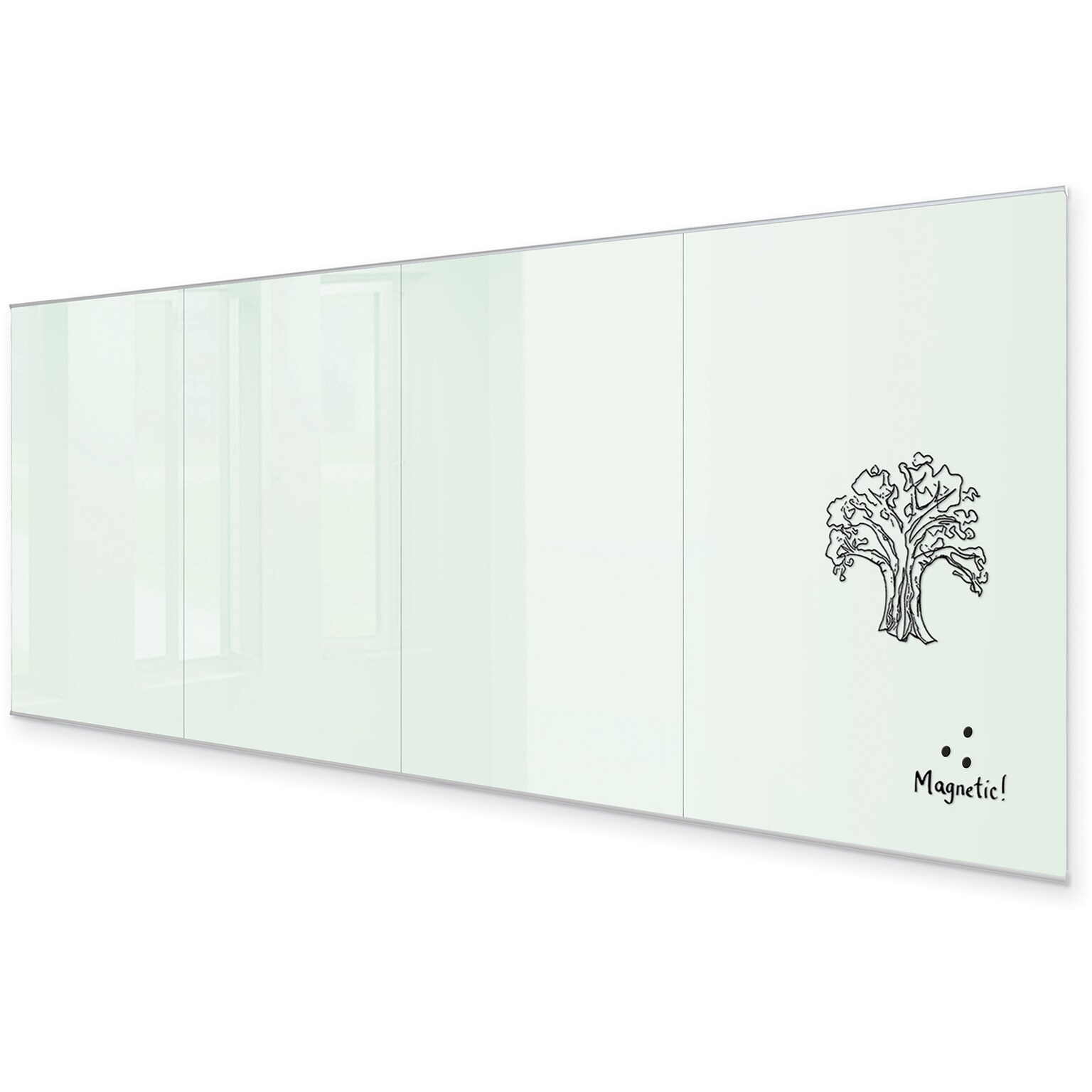 MooreCo Unity Commercial Series Magnetic Glass Dry Erase Wall, 6H x 12W (GWD612-GLOSSWHITE)