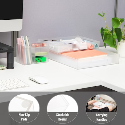 Mind Reader 3-Piece Desk Organizer Set, Clear (TRU3PC-CLR)