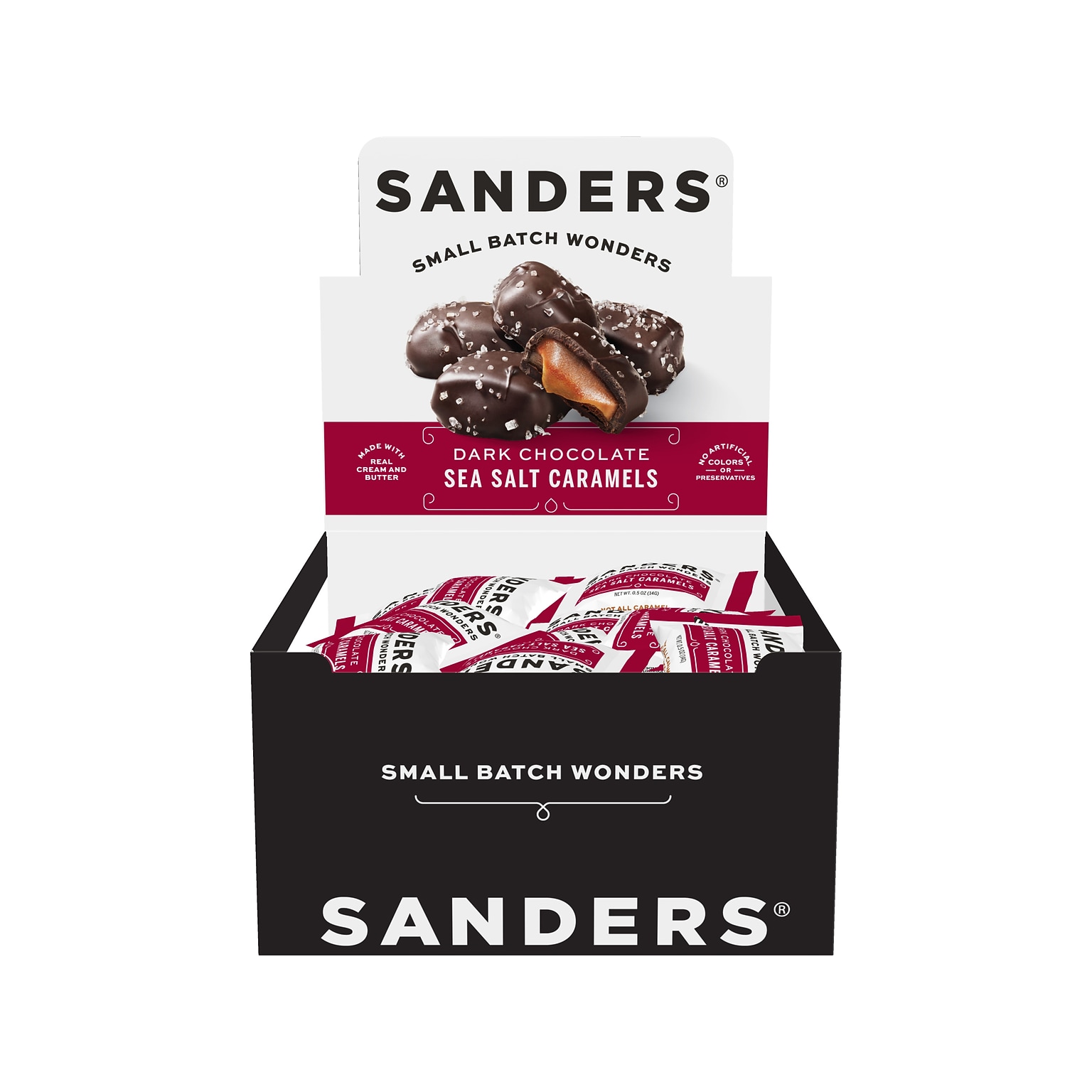 Sanders Small Batch Wonders Snack-Size Sea Salt Dark Chocolate Caramels, 24 oz., 48 Pieces/Box (27162)