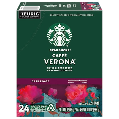 Starbucks Caffe Verona Coffee Keurig K-Cup Pods, Dark Roast, 24/Box (SBK18998) | Quill
