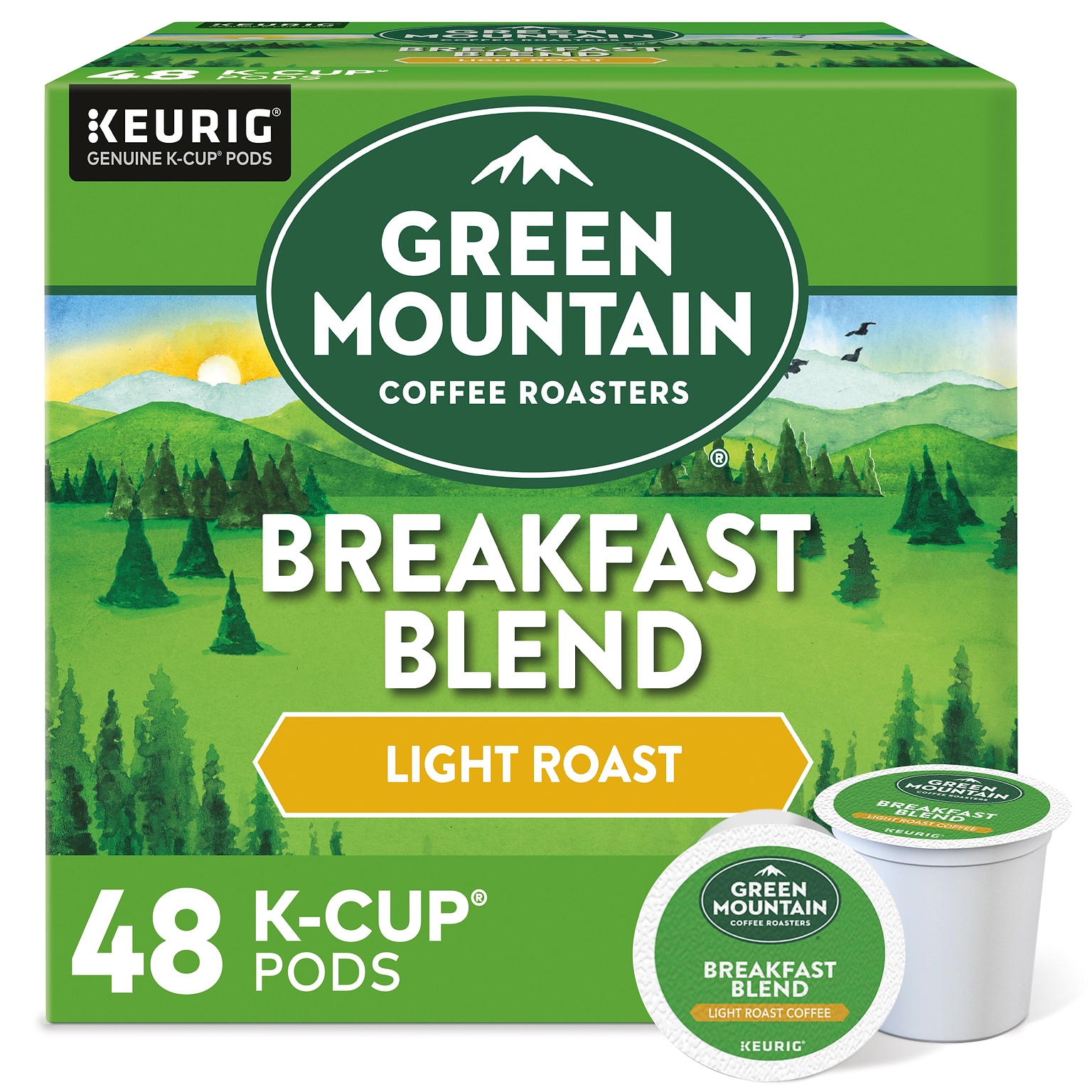 Green Mountain Coffee Roasters Breakfast Blend Coffee Keurig® K-Cup® Pods, Light Roast, 48/Box (81909/15170)