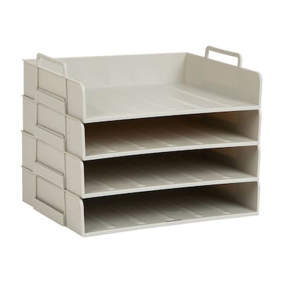 Mind Reader Plastic Side Loading Stackable Letter Tray, Letter Size, Beige (DANSTACK4-BEI)