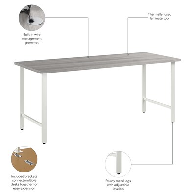 Bush Business Furniture Hustle 72"W Computer Desk with Metal Legs, Platinum Gray (HUD272PG)