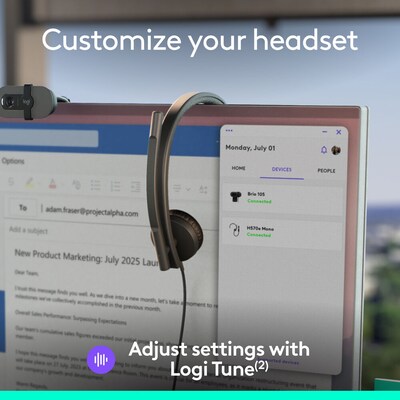 Logitech H570e USB-C Noise Canceling Mono Over-the-head Headset, MT Certified (981-001425)