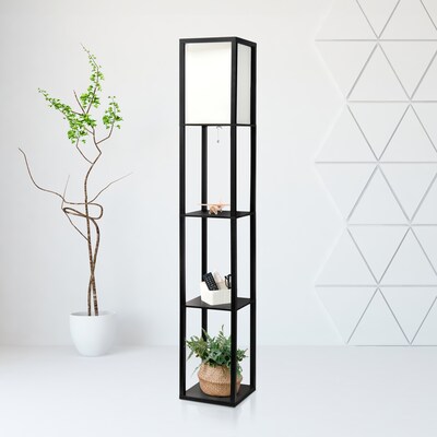 Creekwood Home Classix 62.5" Floor Lamp with Rectangular Shade, Black (CWF-3007-BK-LB)