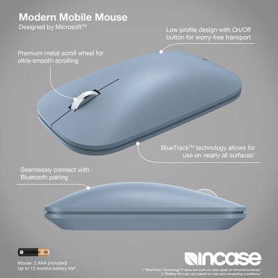 Incase Designed by Microsoft Modern Mobile Wireless Ambidextrous Mouse, Ice Blue (KTF-00104)