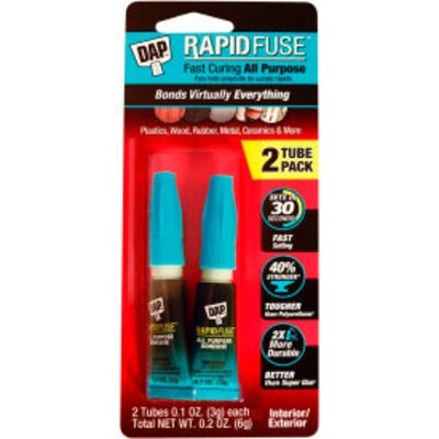 Dap RapidFuse All Purpose Adhesive, Clear, 0.21 oz., 12/Pack (B2321314)