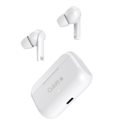 Cubitt Gen 2 Wireless Active Noise Canceling Earbuds, Bluetooth, White (CTEG2-7)
