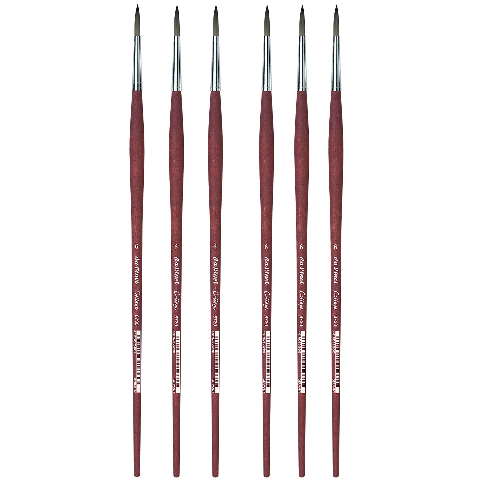 da Vinci COLLEGE Oil and Acrylic Synthetic Bristle, Round Brush, 6/Bundle (DVXVA87306-6)