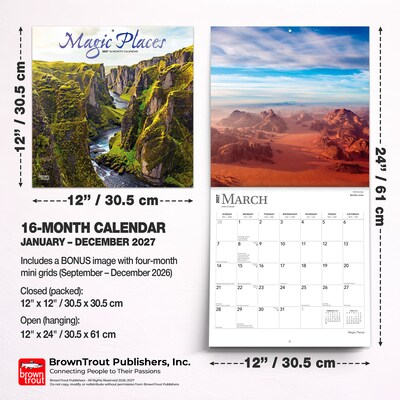2027 BrownTrout Magic Places 12" x 12" Monthly Wall Calendar (9798330711680)