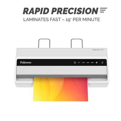Fellowes Saturn 95 Thermal & Cold Laminator with 10-Sheet Starter Kit, 9.5" Width, White (5735801)