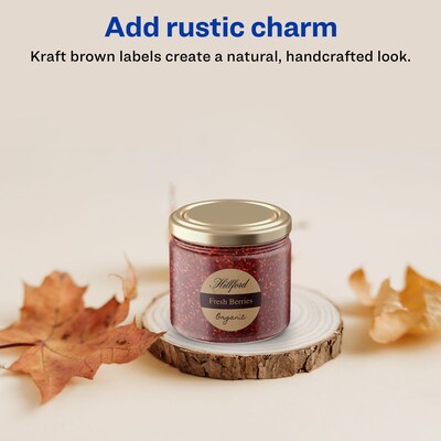 Avery Laser/Inkjet Round Multipurpose Labels, 2" Dia., Kraft Brown, 600 Labels/Box (94501)