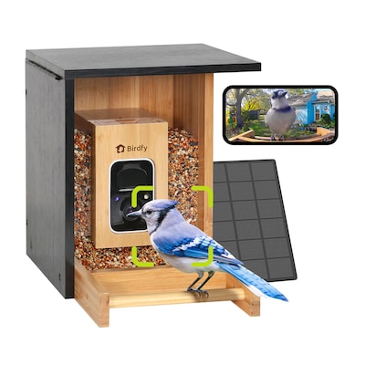 Birdfy Feeder Bamboo Mini with Camera, Solar Panel and Free AI Lifetime Subscription, Black & Brown (EPPAMBNI8412110)
