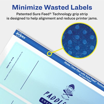 Avery Laser/Inkjet Rectangle Multipurpose Labels, 2-1/4" x 7-3/4", Clear, 400/Box (94244)
