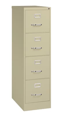 Hirsh Commercial 4-Drawer Vertical File Cabinet, Letter Size, Lockable, 52H x 15W x 25D, Putty (14115)