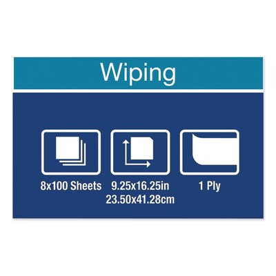 Tork Paper Cleaning Wipers, 16.25" x 9.25", White, 100 Wipers/Box, 8 Boxes/Carton (192127)