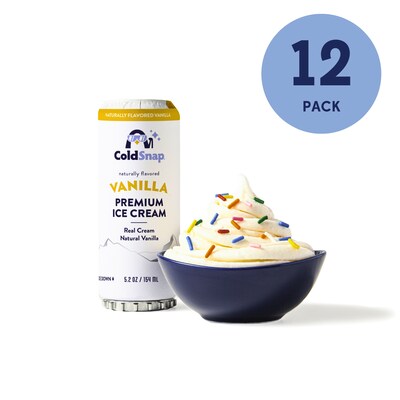 ColdSnap Premium Vanilla Ice Cream Mix, Single Serve Pods, 12 Pods/Pack, COLDSNAP MACHINE REQUIRED (