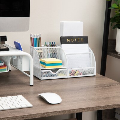 Mind Reader 7-Compartment Metal Desk Organizer File and Accessory Storage, White (JOEORG-WHT)