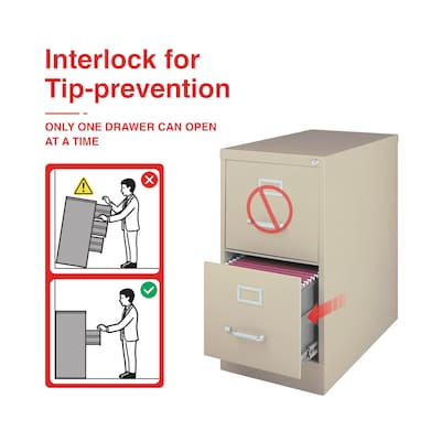 Quill Brand® 2-Drawer Vertical File Cabinet, Locking, Letter, Putty/Beige, 26.5D (13440D-CC)