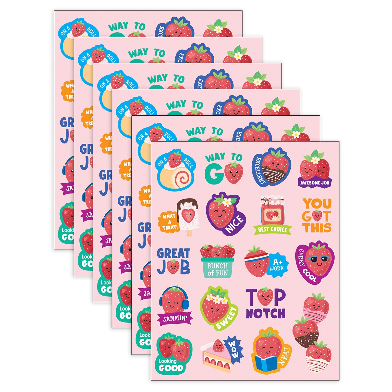Teacher Created Resources Strawberry Smelly Stickers, Multicolored, 114/Pack, 6/Packs/Bundle (TCR9442-6)