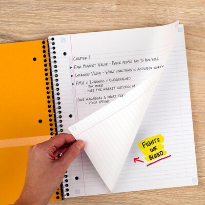 Five Star" Spiral Notebook Plus Study App, 1 Subject, College Ruled, 8.5" x 11", 6 Pack, Asst Colors (820097)