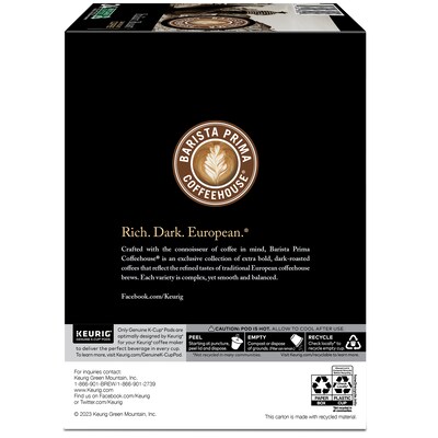 Barista Prima Italian Roast Coffee Keurig® K-Cup® Pods, Dark Roast, 96/Carton (66149)