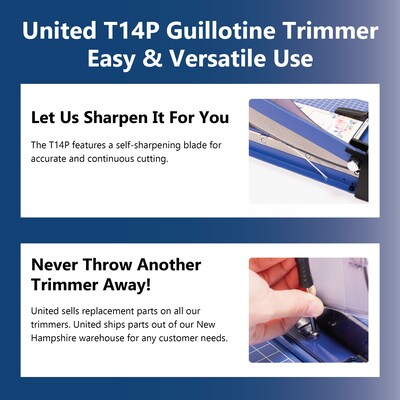 United Professional 14" Guillotine Paper Trimmer, Blue (T14P)