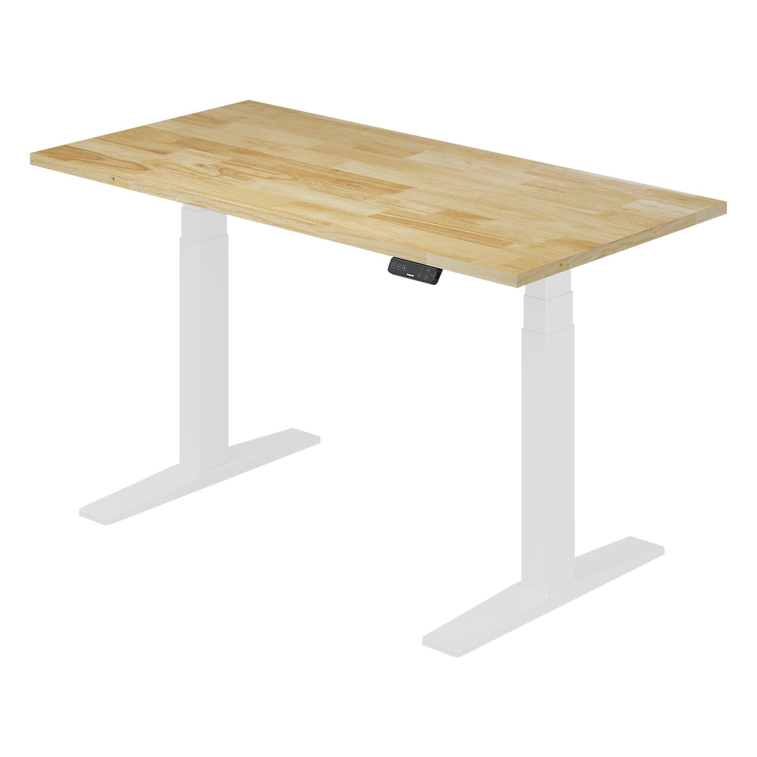 FlexiSpot E7 Commercial 55W Electric Rectangular Adjustable Standing Desk, Rubber Wood/White (E7WCOM5528-RW)