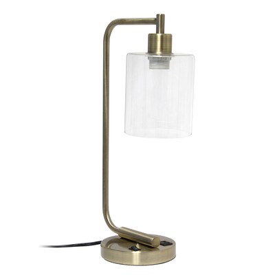Creekwood Home Vintage Vantage 18.8" Minimalist Industrial Curved Arm Desk Lamp, Antique Brass (CWD-1017-AB)