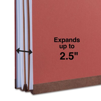 Staples® 100% Recycled Classification Folder, 2-Dividers, 2 1/2" Expansion, Legal Size, Red, 20/Box (ST614619/614619)