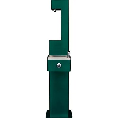 Global Industrial Outdoor Drinking Fountain w/ Bottle Filling Station, Green (761216GN)