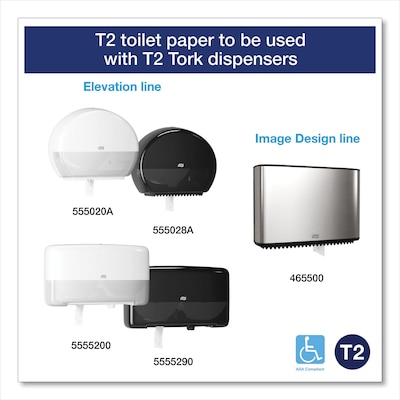 Tork Advanced Mini Jumbo Toilet Paper, 2-Ply, White, 751 ft./Roll, 12 Rolls/Carton (11020602)