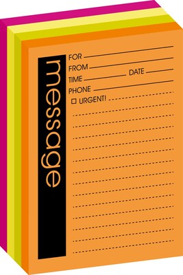 Post-it Super Sticky Telephone Message Notes, 4" x 5", Energy Boost Collection, Lined, 4 Pads (7679-4)