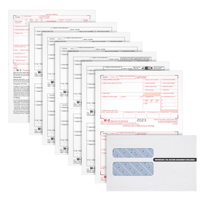 TOPS 2023 W-2 Tax Form Kit with Envelopes, 6-Part, Copy A, B, C, D, 1, 2, 50/Pack (LW2625Q)