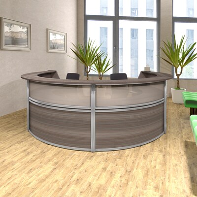 Regency Marque 142W Curved Reception Desk Workstation, Driftwood Gray (77314GY)