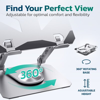 Purely SW60 360° Rotating Base iPad/Tablet Stand and Holder, Silver (PTSSW60)