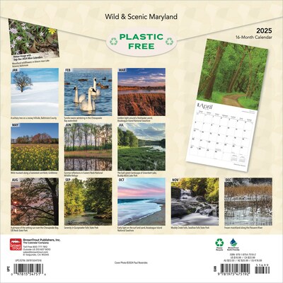 2025 BrownTrout Maryland Wild & Scenic 12 x 12 Monthly Square Wall Calendar (9781975475192)