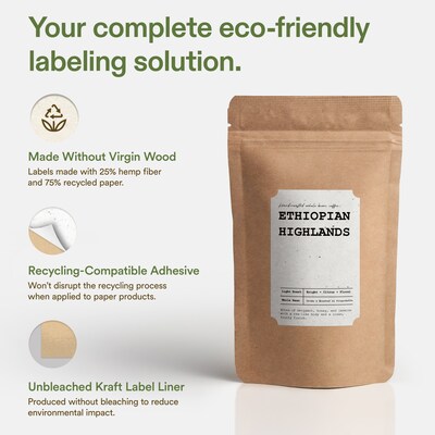 Avery Hemp Rectangle Scalloped Laser/Inkjet Multipurpose Labels, 2" x 3", Off-White (640/Box)