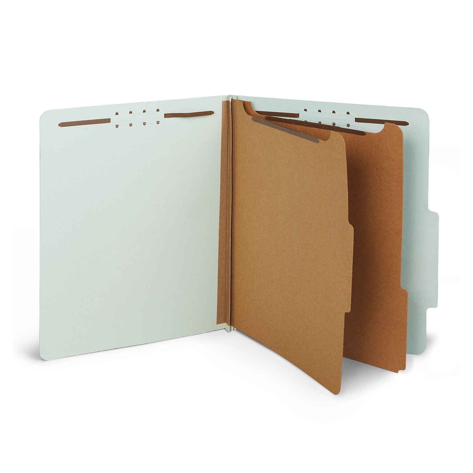 Staples 60% Recycled Pressboard Classification Folder, 2-Dividers, 2.5 Expansion, Letter Size, Light Gray/Green, 10/Box