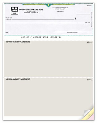 Custom Laser Top Checks, Lined, 2 Ply/Duplicate, 1 Color Printing, Prem Check Designs, 8-1/2" x 11", 500/Pk